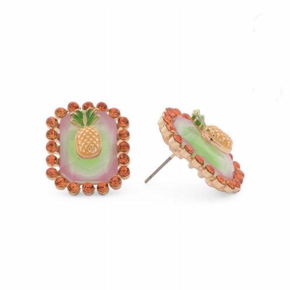 Betsey Johnson Backyard Stone Bib Collar Necklace, Ladybug & Pineapple Earrings - Picture 4 of 9